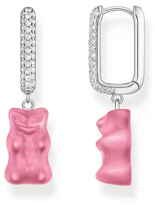 Produktbild von Thomas Sabo Ohrhänger Haribo Creolen Einzel Mit Goldbär Pink Silber CR727-052-9