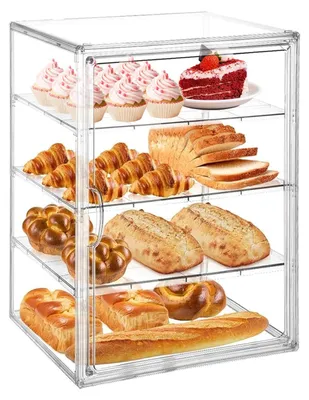 Image de Omgoods - Boîte à pain en acrylique à 4 niveaux avec porte magnétique