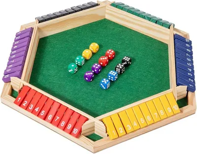 Produktbild von Brettspiel Shut The Box aus Holz, 12 Würfel, klassisches Familienspiel für die Freizeit