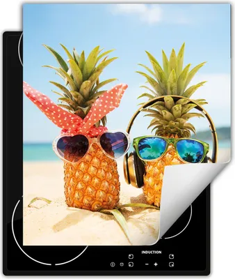 Produktbild von DarHaus Herdabdeckplatte 45x52 cm Anti Rutsch Matte Aufrollbar, Ananas - Strand