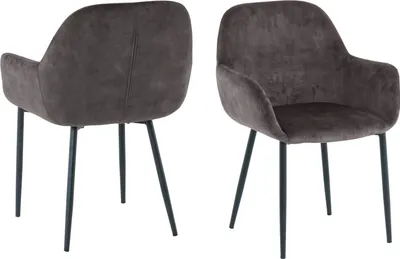 Obrázek produktu pro SIT Möbel Set 2 sametových křesel | rozšířené područky | potah samet tmavě šedý | nohy kov černé | š 48 x hl 57 x v 84 cm | 02405-21 | Série STUHL