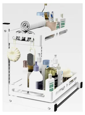 Produktbild von Küchenorganizer mit 2 Ebenen, Regal für unter Waschbecken, 39,5x42x28cm, Weiß