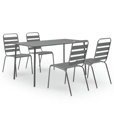 Immagine prodotto di vidaXL Set da pranzo da giardino 5 pezzi in acciaio grigio scuro
