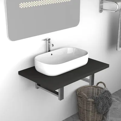 Imagen del producto de Estante de pared para baño en color gris, con soporte