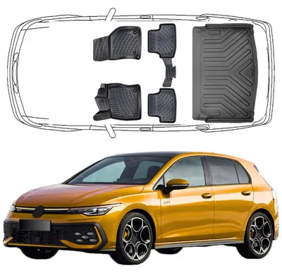 Produktbild von 3D Auto Fußmatten & Untere Kofferraumwanne Set Kompatibel mit VW Golf VIII Benzin & Diesel
