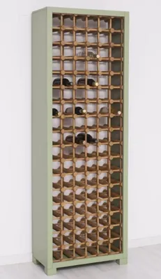 Produktbild von Casa Padrino Landhausstil Massivholz Weinschrank Grün / Naturfarben 68 x 35 x H. 200 cm - Massivholz Weinregal im Landhausstil - Massivholz Bar Möbel - Landhausstil Bar Möbel