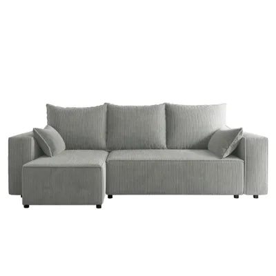 Produktbild von 4ALLHOME Ecksofa Cordi mit Schlaffunktion, Couch, Sofa mit Bettkasten, Cord, Eckcouch, L-Form Poso 55 Grau