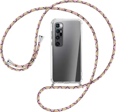 Produktbild von Handykette Backcover-Schutzhülle mit Band (Metall silberfarben) für Xiaomi Mi 10 Ultra - rosa Karo