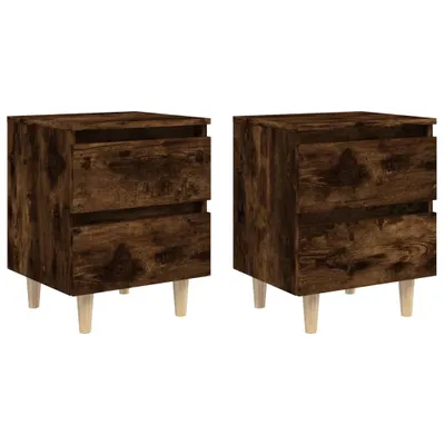 Produktbild von Nachttische 2 Stk. Massivholz-Beinen Räuchereiche 40x35x50 cm