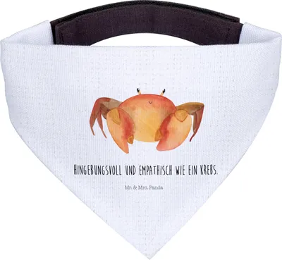Produktbild von Mr. & Mrs. Panda Hundehalstuch Sternzeichen Krebs - Weiß - Geschenk, Hunde Halstuch, Hals Tuch, Geburtstag Juni, Bandana, Meerestier, Krebse, Krabbe, Meer, Hund, für