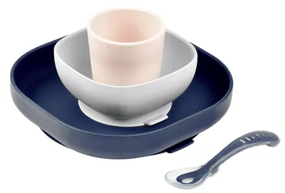 Immagine prodotto di Set di stoviglie in silicone Beaba (4 pezzi) - Blu notte