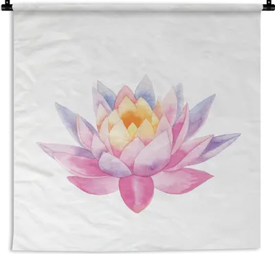 Produktbild von MuchoWow® Wandteppich Wandbehang Aquarell - Blume - Seerose 150x150 cm Tapisserie Dekoration Wandtuch - Wohnaccessoires - Modernes