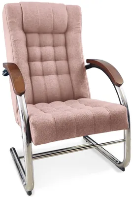Produktbild von ANMIL Polstersessel FINKA in Rosa auf Metallgestell 62 x 70 x 107 cm– Moderner Komfortsessel mit Holzarmlehnen und Kapitonierte Polsterung