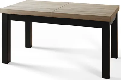 Obrázek produktu pro Jídelní stůl 160 cm / 210 cm, Rozkládací stůl, Kuchyňský stůl, Jídelní stůl, Stůl do obývacího pokoje, Pokojový stůl, Moderní stůl, Stůl v podkroví, Černé nohy, Classic, 160x90, Sonoma