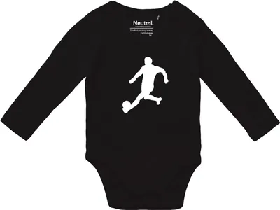 Produktbild von Huuraa Baby Body Fußball Soccer 80 Black  Baumwolle Fairtrade Langarmbody Geschenkidee