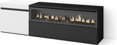 Immagine prodotto di COZY Mobile TV Soggiorno, 150x35x45cm, Per TV fino a 65, Camino elettrico, Bianco e Nero