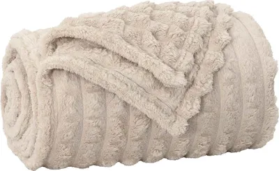 Image de vidaXL Couverture décorative beige, 95 x 220 cm, 0,45 kg, en polaire