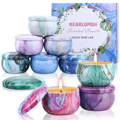 Productafbeelding van Geurkaarsen cadeauverpakking, 9 stuks. Aromatherapie, sojawas, voor vrouwen, om stress te verminderen