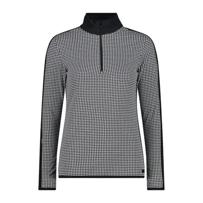 Immagine prodotto di CMP Giacca in pile da donna con collo alto WOMAN PRINTED SWEAT e mezza zip 27ZP BIANCO-NERO 42