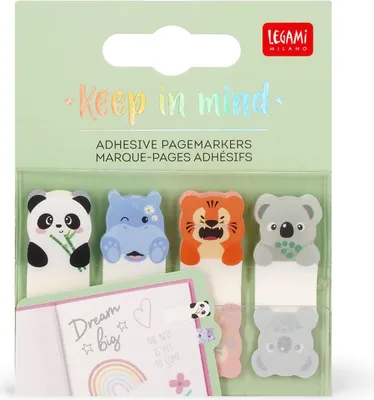 Produktbild von Legami - Keep in Mind Seitenmarker Cute Animals (20 x 4), beschreibbare und entfernbare Aufkleber, 7 x 5,5 cm