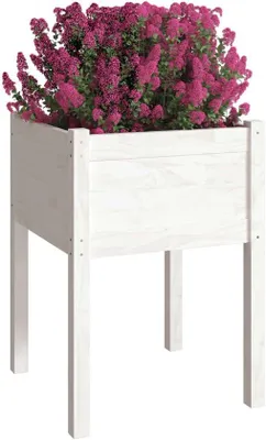 Image de Bac à plantes de jardin - Blanc - Chêne massif - 50 x 50 x 70 cm