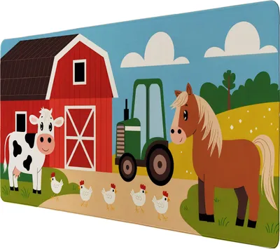 Produktbild von Bauernhof Schreibtischunterlage 69x31cm XXL Mauspad für Kinder