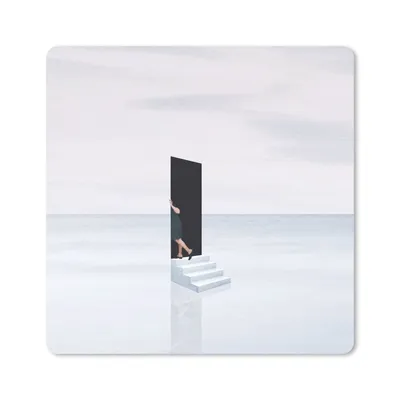 Produktbild von MuchoWow® Mauspad Mousepad Frau - Treppe - Abstrakt - Tür 30x30 cm - Mousepads - Maus Mat - Pad - Mausunterlage - Gaming