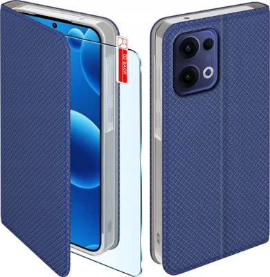 Obrázok produktu pre Etui z klapką do Oppo Reno 13 5G Zamykane Granatowe Futerał + Szkło 9H