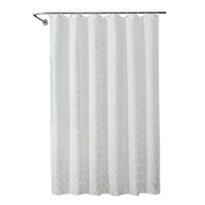Produktbild von Wasserdicht Duschvorhang 180x180cm, Badewanne Vorhang für Badezimmer mit 12 Duschvorhangring, Weiß B