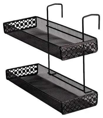 Produktbild von Hängepflanzgefäß aus Eisen für Blumenkörbe mit 2 Ebenen für Metallzäune und Terrassenbalkone