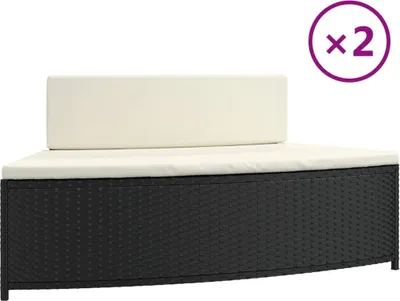 Produktbild von vidaXL Whirlpool-Bänke mit Auflagen 2 Stk. Schwarz Poly-Rattan