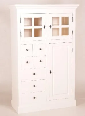 Produktbild von Casa Padrino Shabby Chic Landhaus Stil Schrank Buffetschrank Weiß mit vielen Schubladen - Schrank Esszimmer