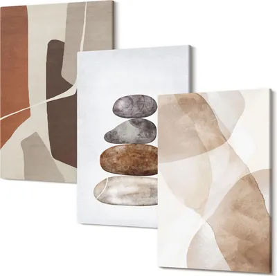 Produktbild von Wandbild – Leinwandbild – Leinwandbilder – Polycanvas – Kunstdruck – Modern – Panorama – Mehrteilig – 3-Teilig Set – Hochwertig – Lichtecht – Geruchslos – 20x30 Cm Je Element - Abstrakte Malerei moderne Dekorationen