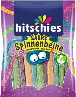 Produktbild von Hitschies Spinnenbeine vegetarische saure Fruchtgummi Sticks 125g