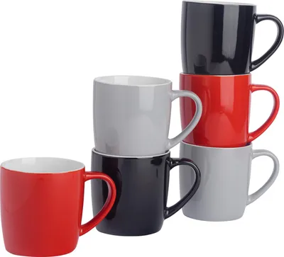 Produktbild von Argon Ta Farbige Kaffeetassen – 350 ml – Modern – 6er-Pack – Robuste Teetasse aus Steingut, spülmaschinen- und mikrowellengeeignet