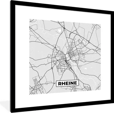 Produktbild von MuchoWow® Gerahmtes Poster Rheine - Karte - Stadtplan - Deutschland - Karte 40x40 cm - Poster mit Schwarzem Bilderrahmen Wandposter Rahmen Foto Bilder - Poster - Plakat im Rahmen