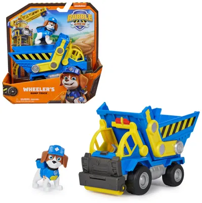Produktbild von Rubble & Crew Rubble und Crew Kipplaster-Baufahrzeug mit Wheeler-Figur, bewegliche Walze und funktionierende Kippbrücke, authentisches TV-Serie Spielzeug, für Kinder ab 3 Jahren, Muldenkipper, 3 Jahr(e), Kunststoff, Mehrfarbig