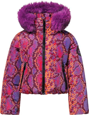 Produktbild von GOLDBERGH Lucinda Daunen Damen Skijacke mit Kapuze und Kunstfell Kragen mehrfarbig 40
