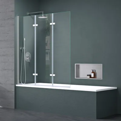 Produktbild von Mai & Mai Duschwand für Badewanne Badewannen-Aufsatz 130x140cm Duschwand Badewanne Links Badewannenfaltwand Klarglas 6mm ESG-Glas Nano-Versiegelung C116L