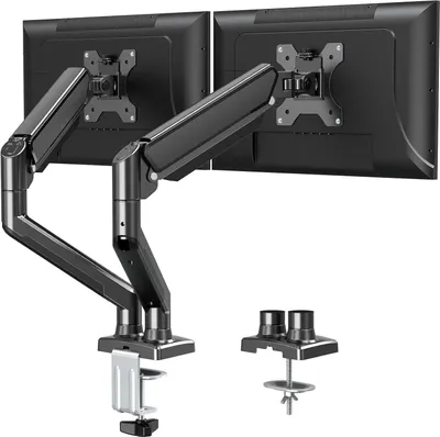 Obrázok produktu pre Plynová tlaková pružina na držiak monitora 2 monitory 13-32 palcov VESA 75/100, naklápanie o 180° otočné o 180°, otočné o 360°, nastaviteľná výška, 9 kg/rameno
