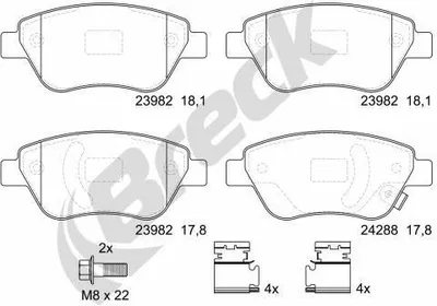 Produktbild von BRECK Bremsbeläge Satz Vorne Bremsklötze für OPEL Corsa D Schrägheck (S07) 23982 00 702 10