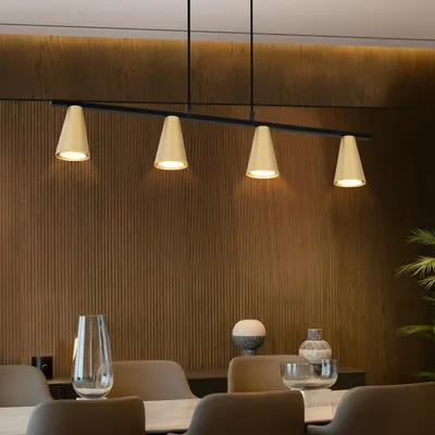 Image de ZMH Lampe suspendue Table à manger Or moderne Salle à manger Linear design Lampe suspendue GU10 Métal Hauteur réglable Lampe de bureau Bureau 70cm