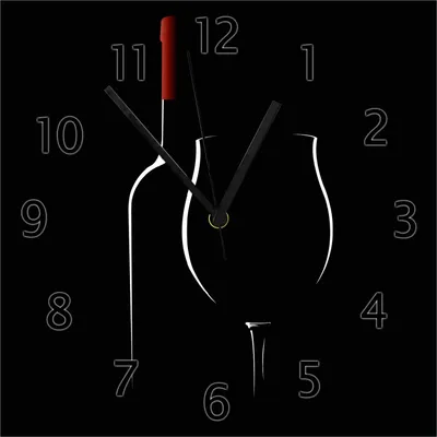 Produktbild von Wallario Design Wanduhr Rotwein bei Nacht aus Echtglas, Größe 30 x 30 cm
