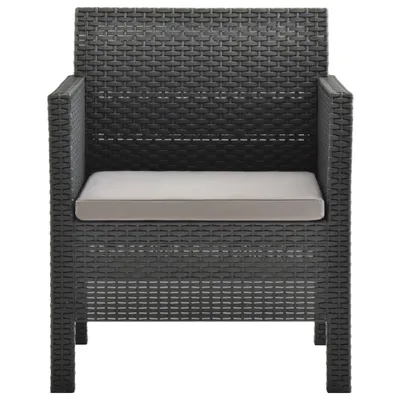Produktbild von vidaXL Gartenstuhl mit Kissen Anthrazit 63x65x76 cm PP Rattan