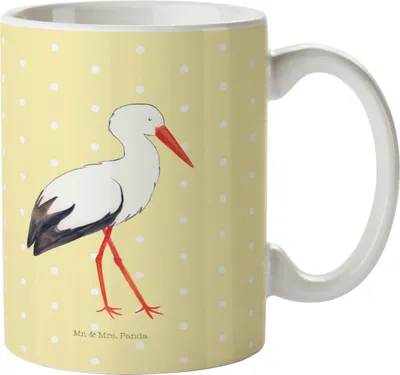 Produktbild von Mr. & Mrs. Panda Plastikbecher Storch - Gelb Pastell - Geschenk, Störche, Baby, Schwanger, Trinklernbecher, Schwangerschaft, Tiere, Pott, Kindertasse, Haferl, Mütter