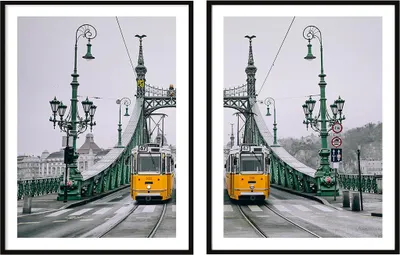 Obrázok produktu pre BILDPOSTER V RÁME 53x73cm diptych s 2 obrazmi most električky P2083