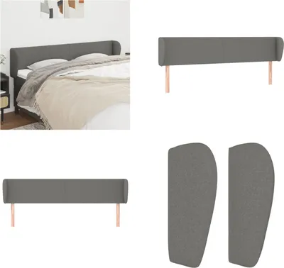 Produktbild von vidaXL Kopfteil mit Ohren Dunkelgrau 163x23x78/88 cm Stoff - Kopfteil - Kopfteile - Bett-Kopfteil - Bettkopfteil