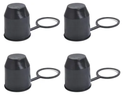 Image de Cache de protection pour attelage, lot de 4, couleur noire, avec bague de sécurité, pour rotule de 50 mm