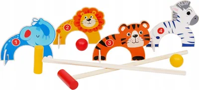 Immagine prodotto di Gioco del croquet con animali in legno - 8 pezzi