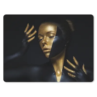 Produktbild von MuchoWow® Mauspad Mousepad Make-up - Kunst - Frau - Luxus - Gold 23x19 cm - Mousepads - Maus Mat - Pad - Mausunterlage - Schreibtischunterlage - Mauspad